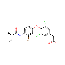 CC[C@@H](C)C(=O)Nc1ccc(Oc2c(Cl)cc(CC(=O)O)cc2Cl)cc1Br ZINC000014969190