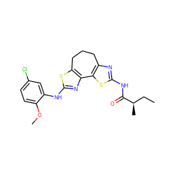 CC[C@@H](C)C(=O)Nc1nc2c(s1)-c1nc(Nc3cc(Cl)ccc3OC)sc1CCC2 ZINC000299833821