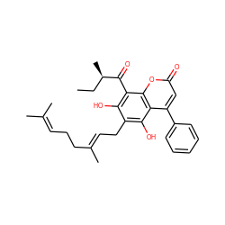 CC[C@@H](C)C(=O)c1c(O)c(C/C=C(\C)CCC=C(C)C)c(O)c2c(-c3ccccc3)cc(=O)oc12 ZINC000015120531