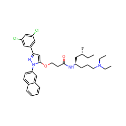 CC[C@@H](C)C[C@@H](CCCN(CC)CC)NC(=O)CCOc1cc(-c2cc(Cl)cc(Cl)c2)nn1-c1ccc2ccccc2c1 ZINC000028887390