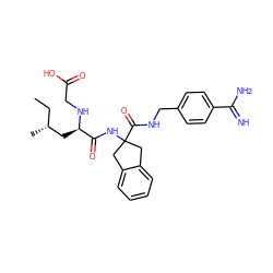 CC[C@@H](C)C[C@@H](NCC(=O)O)C(=O)NC1(C(=O)NCc2ccc(C(=N)N)cc2)Cc2ccccc2C1 ZINC000036179045