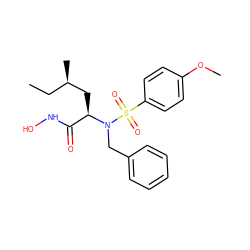 CC[C@@H](C)C[C@H](C(=O)NO)N(Cc1ccccc1)S(=O)(=O)c1ccc(OC)cc1 ZINC000028000681