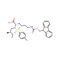 CC[C@@H](C)CN([C@@H](CCCCNC(=O)OCC1c2ccccc2-c2ccccc21)C(=O)O)S(=O)(=O)c1ccc(C)cc1 ZINC000014946766