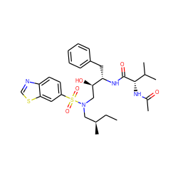 CC[C@@H](C)CN(C[C@@H](O)[C@H](Cc1ccccc1)NC(=O)[C@@H](NC(C)=O)C(C)C)S(=O)(=O)c1ccc2ncsc2c1 ZINC000044430478