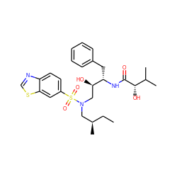 CC[C@@H](C)CN(C[C@@H](O)[C@H](Cc1ccccc1)NC(=O)[C@@H](O)C(C)C)S(=O)(=O)c1ccc2ncsc2c1 ZINC000042852123