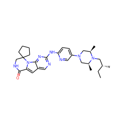 CC[C@@H](C)CN1[C@@H](C)CN(c2ccc(Nc3ncc4cc5n(c4n3)C3(CCCC3)CNC5=O)nc2)C[C@H]1C ZINC000221166703