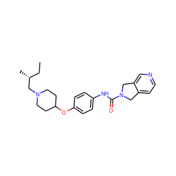 CC[C@@H](C)CN1CCC(Oc2ccc(NC(=O)N3Cc4ccncc4C3)cc2)CC1 ZINC000167046219