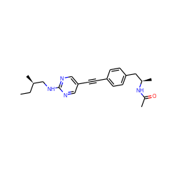 CC[C@@H](C)CNc1ncc(C#Cc2ccc(C[C@@H](C)NC(C)=O)cc2)cn1 ZINC000113414236