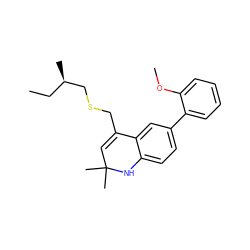 CC[C@@H](C)CSCC1=CC(C)(C)Nc2ccc(-c3ccccc3OC)cc21 ZINC000014968655