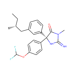 CC[C@@H](C)Cc1cccc([C@@]2(c3ccc(OC(F)F)cc3)NC(=N)N(C)C2=O)c1 ZINC000035262407