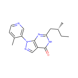 CC[C@@H](C)Cc1nc2c(cnn2-c2cnccc2C)c(=O)[nH]1 ZINC000116227074