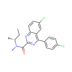 CC[C@@H](C)N(C)C(=O)c1nc(-c2ccc(Cl)cc2)c2cc(Cl)ccc2n1 ZINC000084688096