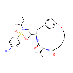 CC[C@@H](C)N(C[C@@H](O)[C@@H]1Cc2ccc(cc2)OCCCCCC(=O)N[C@@H](C(C)C)C(=O)N1)S(=O)(=O)c1ccc(N)cc1 ZINC000029397653