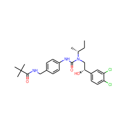 CC[C@@H](C)N(C[C@@H](O)c1ccc(Cl)c(Cl)c1)C(=O)Nc1ccc(CNC(=O)C(C)(C)C)cc1 ZINC000026648417