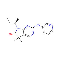 CC[C@@H](C)N1C(=O)C(C)(C)c2cnc(Nc3cccnc3)nc21 ZINC001772611053