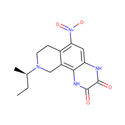 CC[C@@H](C)N1CCc2c([N+](=O)[O-])cc3[nH]c(=O)c(=O)[nH]c3c2C1 ZINC000013743359