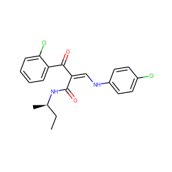 CC[C@@H](C)NC(=O)/C(=C\Nc1ccc(Cl)cc1)C(=O)c1ccccc1Cl ZINC000028701963