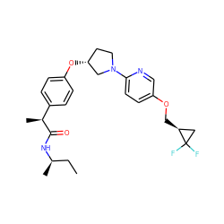 CC[C@@H](C)NC(=O)[C@@H](C)c1ccc(O[C@@H]2CCN(c3ccc(OC[C@H]4CC4(F)F)cn3)C2)cc1 ZINC001772614477