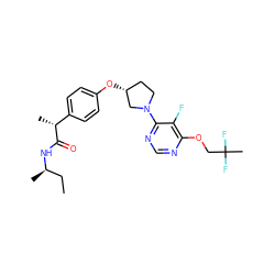 CC[C@@H](C)NC(=O)[C@H](C)c1ccc(O[C@@H]2CCN(c3ncnc(OCC(C)(F)F)c3F)C2)cc1 ZINC001772586762