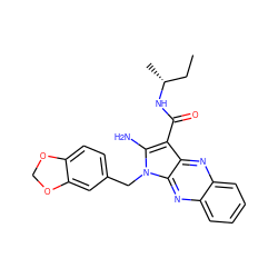 CC[C@@H](C)NC(=O)c1c(N)n(Cc2ccc3c(c2)OCO3)c2nc3ccccc3nc12 ZINC000002258103