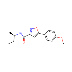 CC[C@@H](C)NC(=O)c1cc(-c2ccc(OC)cc2)on1 ZINC000000423640