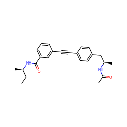 CC[C@@H](C)NC(=O)c1cccc(C#Cc2ccc(C[C@@H](C)NC(C)=O)cc2)c1 ZINC000113411463