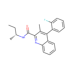 CC[C@@H](C)NC(=O)c1nc2ccccc2c(-c2ccccc2F)c1C ZINC000013765039