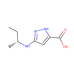 CC[C@@H](C)Nc1cc(C(=O)O)[nH]n1 ZINC000042965590