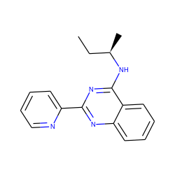 CC[C@@H](C)Nc1nc(-c2ccccn2)nc2ccccc12 ZINC000000533452