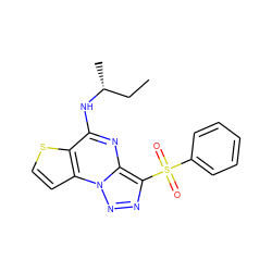 CC[C@@H](C)Nc1nc2c(S(=O)(=O)c3ccccc3)nnn2c2ccsc12 ZINC000004316012