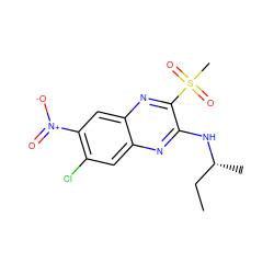 CC[C@@H](C)Nc1nc2cc(Cl)c([N+](=O)[O-])cc2nc1S(C)(=O)=O ZINC000028951109