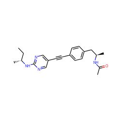 CC[C@@H](C)Nc1ncc(C#Cc2ccc(C[C@@H](C)NC(C)=O)cc2)cn1 ZINC000113255493