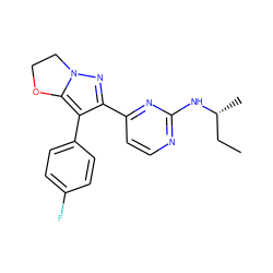 CC[C@@H](C)Nc1nccc(-c2nn3c(c2-c2ccc(F)cc2)OCC3)n1 ZINC000028369473