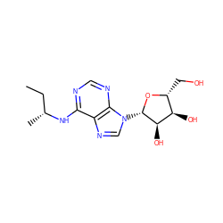 CC[C@@H](C)Nc1ncnc2c1ncn2[C@@H]1O[C@H](CO)[C@@H](O)[C@H]1O ZINC000048998793