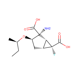 CC[C@@H](C)O[C@@H]1C[C@@H]2[C@H]([C@]1(N)C(=O)O)[C@@]2(F)C(=O)O ZINC000028455859