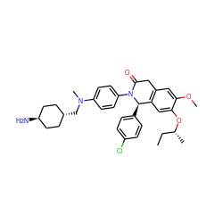 CC[C@@H](C)Oc1cc2c(cc1OC)CC(=O)N(c1ccc(N(C)C[C@H]3CC[C@H](N)CC3)cc1)[C@@H]2c1ccc(Cl)cc1 ZINC000261143322