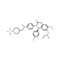 CC[C@@H](C)Oc1cc2c(cc1OC)CC(=O)N(c1ccc(N(C)CC3CCN(S(C)(=O)=O)CC3)cc1)[C@@H]2c1ccc(Cl)cc1 ZINC000118791164
