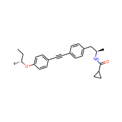 CC[C@@H](C)Oc1ccc(C#Cc2ccc(C[C@@H](C)NC(=O)C3CC3)cc2)cc1 ZINC000113412622