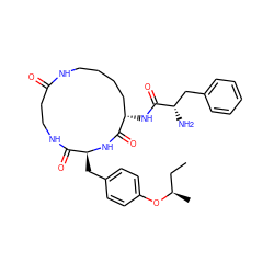 CC[C@@H](C)Oc1ccc(C[C@@H]2NC(=O)[C@@H](NC(=O)[C@@H](N)Cc3ccccc3)CCCCNC(=O)CCNC2=O)cc1 ZINC000027744469