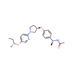 CC[C@@H](C)Oc1ccc(N2CC[C@@H](Oc3ccc([C@H](C)NC(C)=O)cc3)C2)nc1 ZINC000169709207