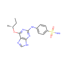 CC[C@@H](C)Oc1nc(Nc2ccc(S(N)(=O)=O)cc2)nc2[nH]cnc12 ZINC001772582071