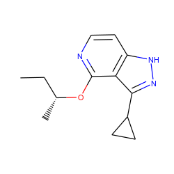 CC[C@@H](C)Oc1nccc2[nH]nc(C3CC3)c12 ZINC000114771557