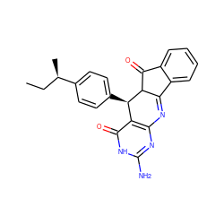 CC[C@@H](C)c1ccc([C@@H]2c3c(nc(N)[nH]c3=O)N=C3c4ccccc4C(=O)C32)cc1 ZINC000101660239