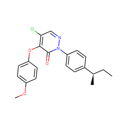 CC[C@@H](C)c1ccc(-n2ncc(Cl)c(Oc3ccc(OC)cc3)c2=O)cc1 ZINC000066124497