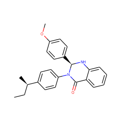 CC[C@@H](C)c1ccc(N2C(=O)c3ccccc3N[C@@H]2c2ccc(OC)cc2)cc1 ZINC000002059632