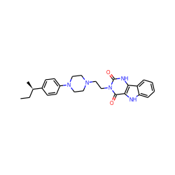 CC[C@@H](C)c1ccc(N2CCN(CCn3c(=O)[nH]c4c([nH]c5ccccc54)c3=O)CC2)cc1 ZINC000013523140