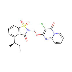 CC[C@@H](C)c1cccc2c1C(=O)N(COc1nc3ccccn3c(=O)c1Cl)S2(=O)=O ZINC000013744367