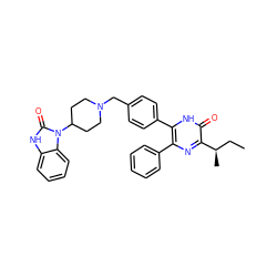 CC[C@@H](C)c1nc(-c2ccccc2)c(-c2ccc(CN3CCC(n4c(=O)[nH]c5ccccc54)CC3)cc2)[nH]c1=O ZINC000014957929