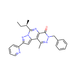 CC[C@@H](C)c1nc2c(=O)n(Cc3ccccc3)nc(C)c2c2cc(-c3ccccn3)nn12 ZINC000028525337