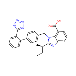 CC[C@@H](C)c1nc2cccc(C(=O)O)c2n1Cc1ccc(-c2ccccc2-c2nnn[nH]2)cc1 ZINC000013832269